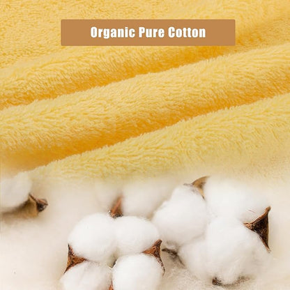 SEMAXE 18-Pack Bath Towel Set Include 6 Bath Towels, 6 Hand Towels, 6 Wash Cloths, 100% Cotton Bathroom Towels with Hanging Loops and Nano-Bio Lifecycle Labels, Soft & Absorbent Towel, Yellow & Grey