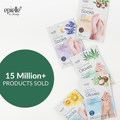 Epielle Nourishing Foot Mask 6 Pairs, Repair and Soften with Hemp & Rosemary Extract, Deep Moisturizing Socks for Dry, Cracked Feet, Self Care Gifts for Women, Spa Kit, Stocking Stuffers