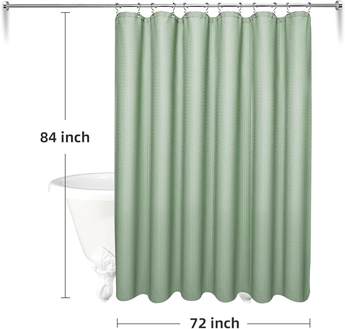 LaCyan 3 in 1 Waterproof Waffle Weave Shower Curtain and Clear Liner Set with 12 Stainless Steel Hooks Double Sided for Bathroom 72 Inches Heavy Duty Polyester Fabric Shower Curtains 72x84