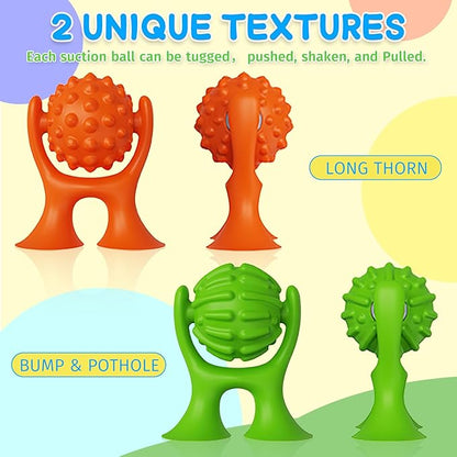 Sensory Suction Cup Spinner Toys, Textured Suction Cup Toys for Autism, Quiet High Chair Toy for Calming, Sensory Spinner Toy for Classroom Bath, 2 Pack Calm Down Corner Supplies for Boys Teens