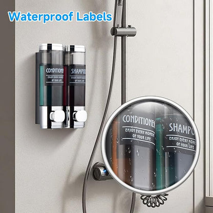 Shampoo and Conditioner Dispenser,GlintGath Shower Dispenser 2 Chamber No Drill Shampoo Dispenser for Shower Wall Mounted Shower Soap Dispenser for Bathroom Hotel,2 * 300ML,Chrome