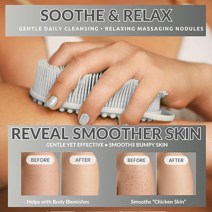 Exfoliating Body Scrubber Silicone - Textured Back Scrubber Shower Brush - Avilana Bath Loofah Alternative Dual Sided - Gentle Smoothing Body Wash Tool Rough Skin - Gift Women Men