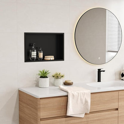 Neodrain Shower Niche, Insert Storage Shower Shelf (Outside Size 19.1”X13.1“)(Inner Size 18"X12"), Stainless Steel Wall Niche No Tiled Recessed Shelf for Storage, Matte Black