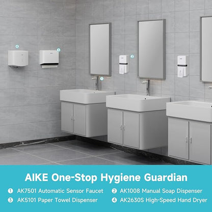 AIKE Wall Mount Liquid Soap Dispenser, 27oz Large Capacity with Extended Pump for Commercial Bathrooms,AK1008(White)