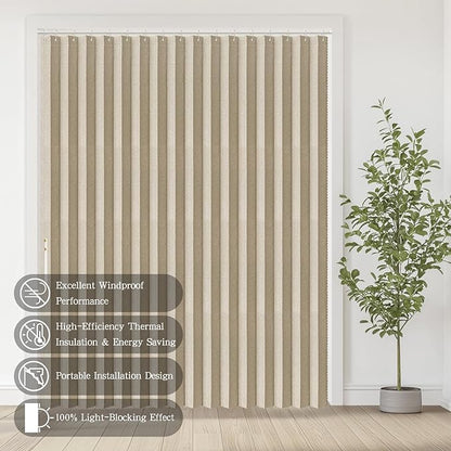 Accordian Door Curtain, 100% Blackout Folding Magnetic Doorway Curtains,Linen Style Closet Doors,for Room Divider,Privacy Protection（W72 x L78,Beige,1 Panel）