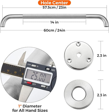 Grab Bars for Shower, 1 Pack 24-Inch Anti Slip Shower Handles for Elderly, Safety Shower Grab Bar, Stainless Steel Handicap Grab Bars for Bathroom,Toilet (Brushed Nickel, 1" Diameter)
