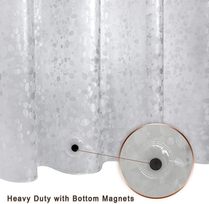 Bostofy Waterproof Shower Curtain Liner 8G EVA Thick Shower Curtain with Heavy Duty 3 Bottom Magnets, Shower Liner for Shower Stall, Bathtubs, 3D Pebble Pattern, 72 x 72,12 Hooks