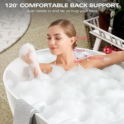 Abruzzo 69" Free Standing Solid Surface Resin Stone Bathtub, Contemporary Oval Soaking Tub with Overflow and Pop-up Drain, cUPC Certified，Matte White