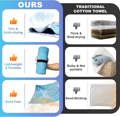 Beach Towels Oversized - 2 Pack 78'' X 35''(200 x 90 cm) Extra Large Beach Towels, 250 GSM Thicken Microfiber Sand Free Lightweight Quick Dry Beach Towel, Yoga Pool Gym Camping Travel Towel for Adults