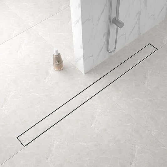 Linear Shower Drain 36", Brushed Floor Drain with Tiled Insert Grate & Hair Strainer, 304 Stainless Steel Bathroom 2-in-1 Tiled in Drain, CUPC Certified (Brushed, 36'')