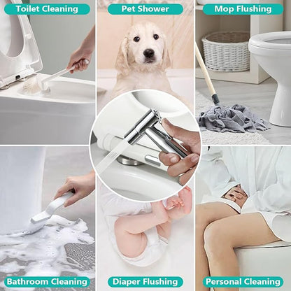 BARROCK Chrome Handheld Bidet Sprayer for Toilet,Stainless Steel Baby Cloth Diaper Jet Spray Kit,Bathroom Toilet Bidet Attachment Set with Adjustable Water Pressure for Bathing Pets and Feminine Wash