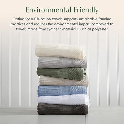 Springtree Home 100% Cotton Bath Towel Set of 4 | Super Soft & Absorbent with Quick-Dry Fibers | 4 Bath Towels | Textured and Durable Cotton | Krista Collection - Dusty Blue