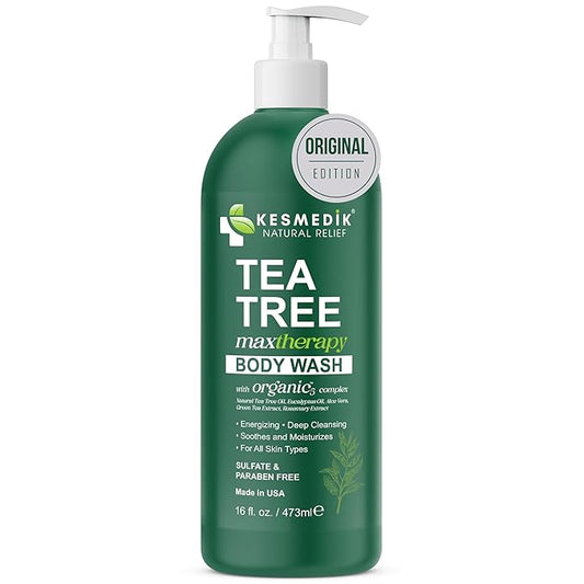 Tea Tree Body Wash MaxTherapy, Itchy Skin Relief, Tea Tree Oil Soap, Soothes Jock Itch, Athlete's Foot, Ringworm, Eczema, Psoriasis & Sensitive Skin, Men & Women, 16 fl oz, Original Edition
