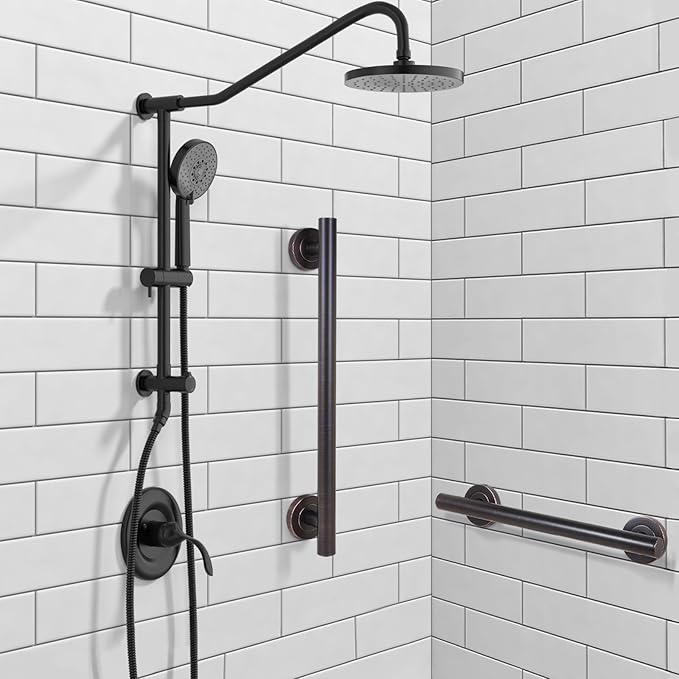 Lava Odoro Shower Grab Bar, Modern Stainless Steel Handicap Grab Bar for Bathtubs and Showers, Shower Safety Bar for Seniors Disabled, ADA-Compliant (Oil Rubbed Bronze, 24 Inch)