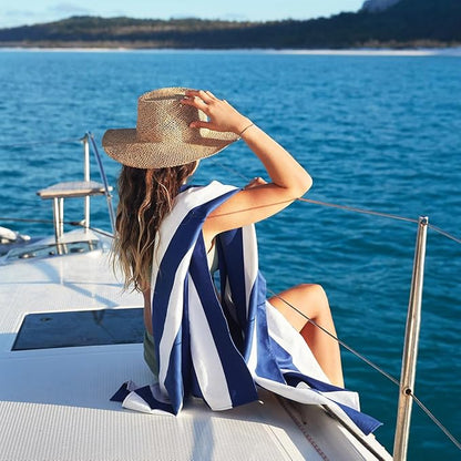 Dock & Bay Beach Towel - Quick Dry, Sand Free - Compact, Lightweight - 100% Recycled - Includes Bag - Cabana - Whitsunday Blue, Extra Large (200x90cm, 78x35)