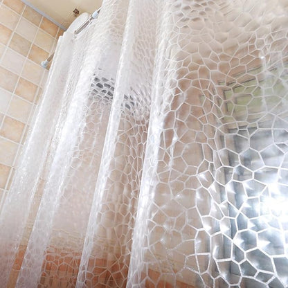 AooHome Clear Extra Long Shower Curtain Liner, 3D Water Cube Modern Vinyl Shower Curtain Design with Bottom Magnets for Bathroom, Heavy Duty, 72x86 Inch, Semi Transparent