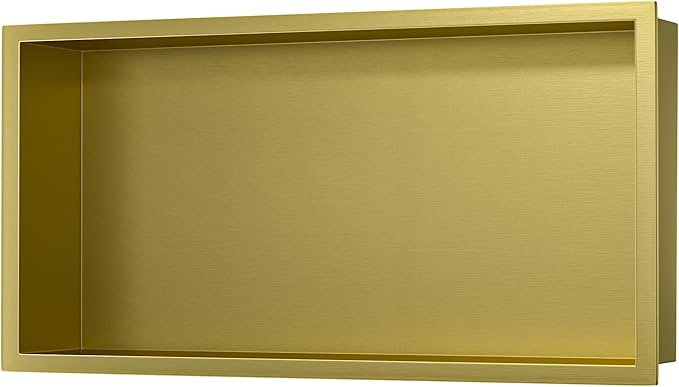 Stainless Steel Shower Niche 24" X 12" Gold No Tile Needed Horizontal Niche Shower Recessed Wall Niches for Bathroom Storage Over Mount Installation