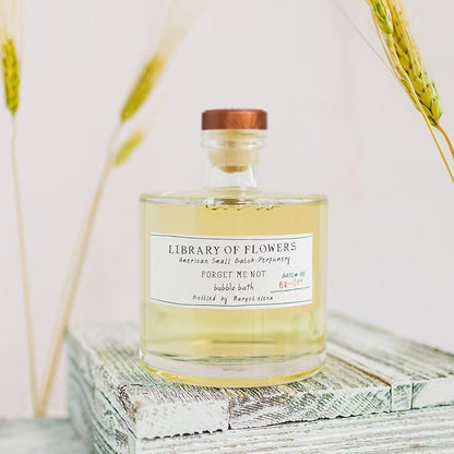 Library of Flowers Forget Me Not Bubble Bath, 17 fl. oz., Osmanthus, Rice Powder & White Orchid, Skin Hydrating & Deep Moisturizing, Avocado Oil & Green Tea, Relaxing Scented Bubbling Bath Soap