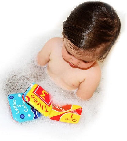 Floating Baby Bath Books Set of 4 - Bath Books for Babies, Infants - Waterproof, Mold-Free Bath Toys for Learning & Early Education (Fruit, Ocean, ABC, Numbers Books)