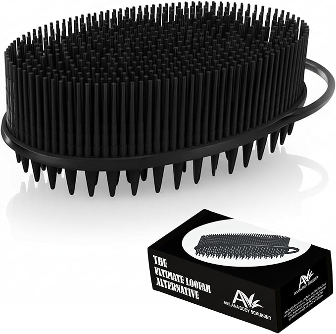 Scalp Massager Shampoo Brush Silicone - Hair Scrubber Shower Tool - Avilana Scalp Exfoliator Head Massage Brush - Gentle Daily Cleansing All Hair Types - Gift Women Men