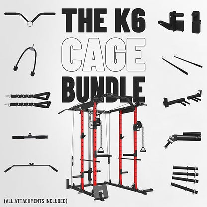 Mikolo Power Cage, Power Rack with Cable Crossover System, 1500LBS Squat Rack with LAT Pull Down System, Workout Cage with Pulley System for Fitness Home Gym