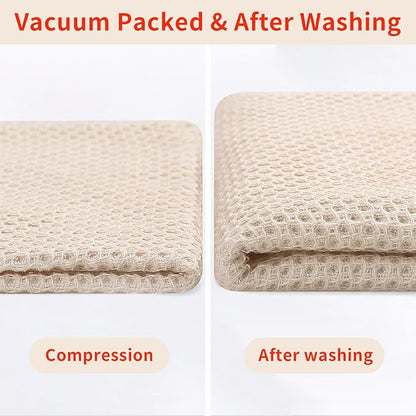 Homaxy 100% Cotton Waffle Weave Kitchen Dish Cloths, Ultra Soft Absorbent Quick Drying Dish Towels, 12 x 12 Inches, 12-Pack, Beige