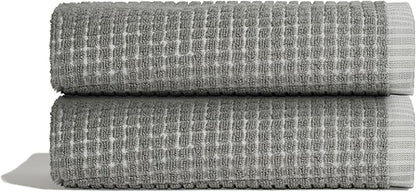 ONSEN Terry Cotton Waffle Hand Towel Set – 2 Pack Luxury Cotton Hand Towels, Quick Dry & Absorbent Bathroom Towels – Soft, Lightweight, Durable Towels for Bathroom Essentials (Grey Fog, 20x30 in)