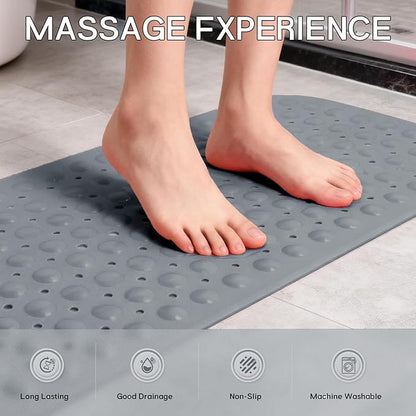 Anti-Slip Bathtub Shower mat, 39.3×15.7 inch（Approximately 100 × 40cm） Soft Oversized Machine Washable Non-Slip Bathtub mat with Drainage Holes, Bathroom Floor Suction Cup.（1-Opaque Gray）