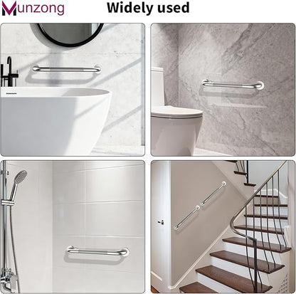 16 Inch Anti Slip Shower Grab Bar,Munzong Stainless Steel Handicap Grab Bars for Bathtubs and Showers,Brushed Nickel Knurled Balance Bar,Safety Hand Rail Support Elderly Senior Bath Handle