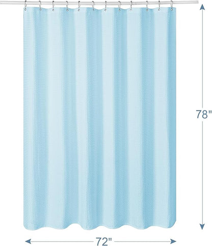 AmazerBath Waffle Shower Curtain, Baby Blue Shower Curtain Fabric Long with Waffle Weave, Heavy Duty 240 GSM, Hotel Quality Bathroom Shower Curtains, 72 x 78 Inches