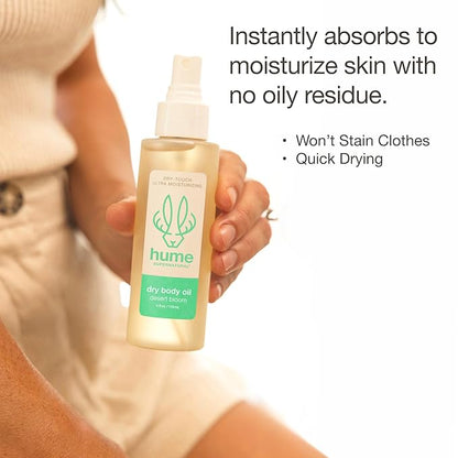 HUME SUPERNARURAL Dry Body Oil Spray - Non-Toxic Moisturizing Mist for Dehydrated or Sensitive Skin, After Shower Body Oils for Women Men, Nourishing Prickly Pear, Apricot, Fast Absorbing Plant-Based