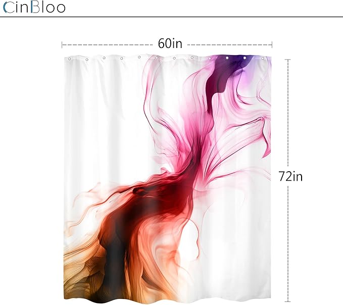 Cinbloo Colorful Multicolor Rainbow 60Wx72H Shower Curtain Abstract Modern Ombre Marble Ink Art Minimalist Bathroom Curtain Set Elegant Pretty Aesthetic Women Neutral Bath Bathroom Accessories Decor