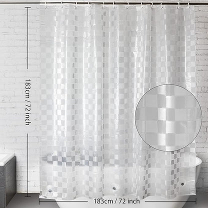 WELTRXE EVA Shower Curtain Liner 72x72 Inch 8G Heavy Duty Clear Shower Liner with Design, Plastic Shower Curtains for Bathroom Bathtub, Shower Stall, 3D Frosted Square Pattern, 3 Magnets