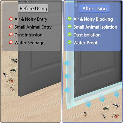 Weather Stripping Door Draft Stopper Flexible Self Adhesive Silicone Door Seal Strip for Glass Doors Windows and Shower Glass Gaps, 2 Inch Wide X 20 Feet Long, Clear
