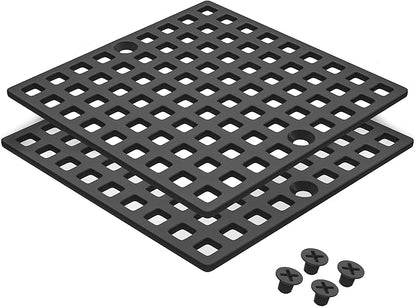 2PC 3-7/8" Matte Black Shower Drain Cover - Square Floor Drain Cover Replacement - Hair Catcher/Drain Strainer for Bathrooms, Showers, and Sinks - SUS304 Stainless Steel & CUPC Certified