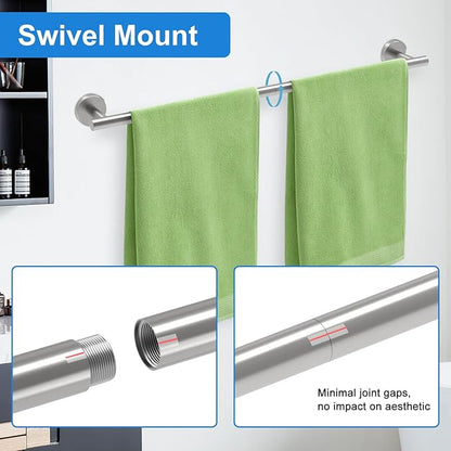 24 Inch Brushed Nickel Towel Bar for Bathroom Wall, SUS304 Stainless Steel Bathroom Towel Rack Wall Mounted, Total Length 26-Inch Shower Towel Holder Rod, Modern Home Decor