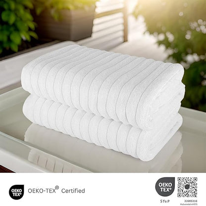 Classic Turkish Towels CTT - Premium 2 Piece Jumbo Bath Sheets, 100% Turkish Cotton, Absorbent & Ultra Comfy Bath Towel Sheets for Hotels & Spa | 40"x65" (White)