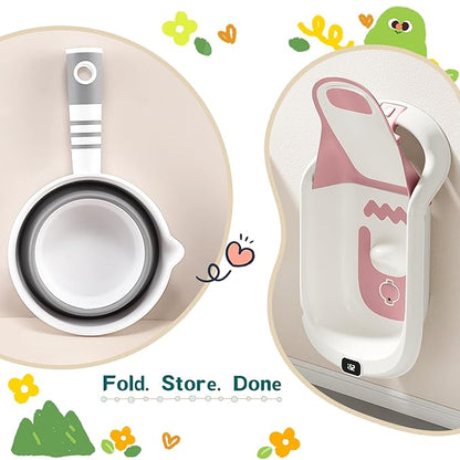 Baby Bathtub,5-in-1 Reclining Baby Bathtub,Baby Bath Tub with Real-Time Thermometer, Adjustable Recline for Custom Comfort for Newborn to Toddler- Ages 9 to 36 Months,Portable Newborn Travel Bath tub
