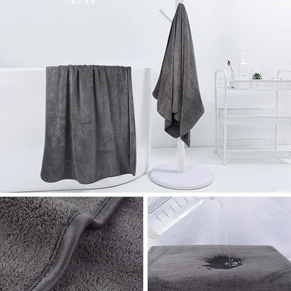 KinHwa Microfiber Bath Towels Large Bathroom Towel Absorbent Shower Towels Soft Bath Towel Large Size for Women Men Ideal for Spa, Swimming, Pool Dark Gray (2, Grey, 30x60 inch)