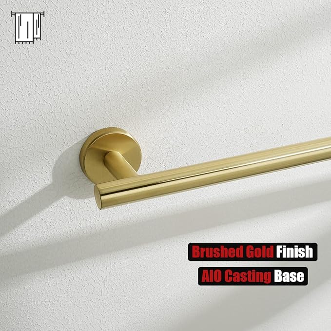 JQK Bathroom Towel Bar, Brushed Gold 12 Inch 304 Stainless Steel Thicken 0.8mm Towel Rack, Towel Holder Wall Mount, Useable Length 9 Inch TB110L9-BG