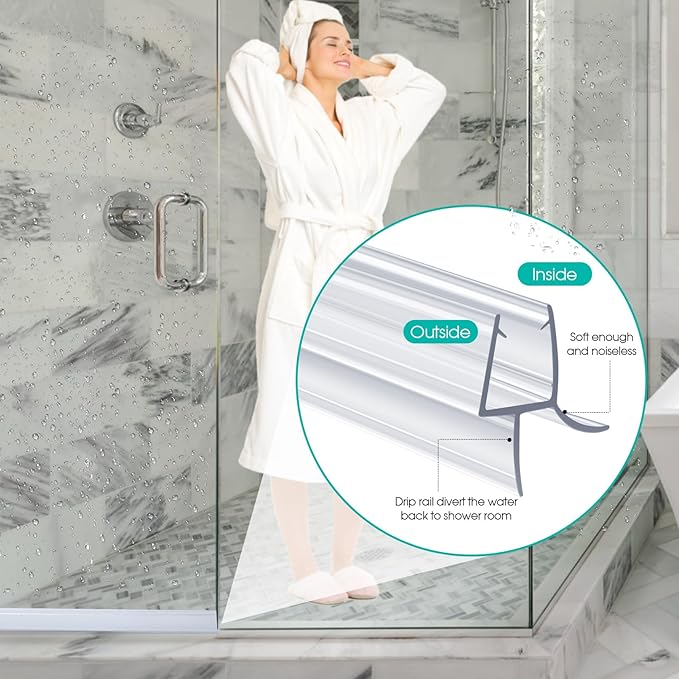 POZIA Clear Frameless Glass Shower Door Bottom Seal | Shower Door Sweep for Leak-Proof, Quick Installation to Create Reliable Water Barrier (1PACK-3/8in-23mm Gap)