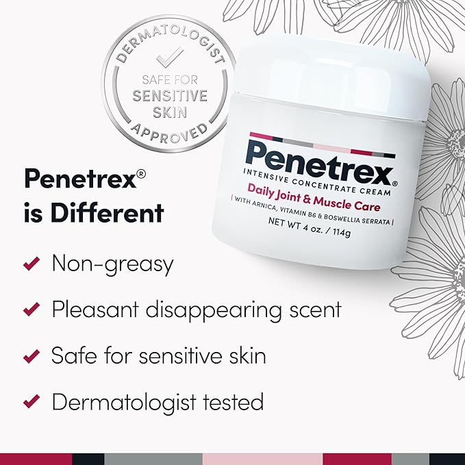 Penetrex Joint & Muscle Therapy - Soothing Comfort for Back, Neck, Hands, Feet - Premium Whole Body Rub with Arnica, Vitamin B6 MSM & Boswellia - 4oz Cream (3 Pack)