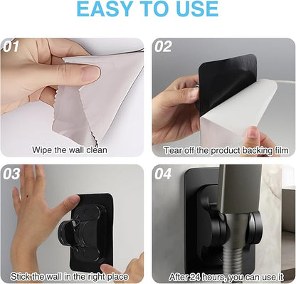 4PCS Shower Head Holder Strong Adhesive Adjustable, Waterproof Shower Hand Held Sprayer Holder Wall Mount