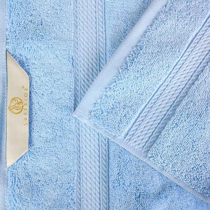 Superior Egyptian Cotton Pile Hand Towel Set of 4, Ultra Soft Luxury Towels, Thick Plush Essentials, Absorbent Heavyweight, Guest Bath, Hotel, Spa, Home Bathroom, Shower Basics, Light Blue