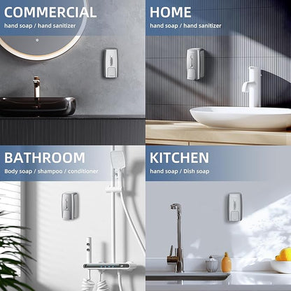 Soap Dispenser Wall Mount 28oz Commercial Hand Soap Dispenser for Bathroom Liquid Gel Hand Sanitizer Dispenser No Drilling Silver