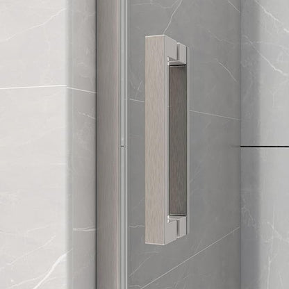Sunrosa Semi-Frameless Glass Shower Door, 51-55" W x 76" H Single Sliding Shower Door with Tempered Glass 5/16"(8mm), Brushed Nickel
