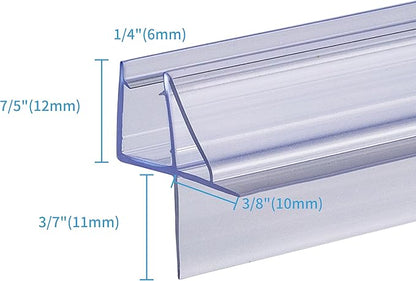 Shower Door Bottom Seal 2-Pack 1/4" x 36" Frameless Glass Shower Door Seal Strip Stop Leaks and Create a Water Barrier Replacement Shower Cubicle Screen Seal Strip