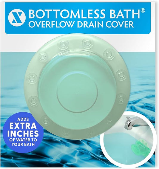 SlipX Solutions Bottomless Bath | Overflow Drain Cover for Tub | Best Gifts for Mom, Spa & Bath Accessories | Drain Block, Water Stopper Plug | Bath Essentials for Women | 4" Diameter, Green
