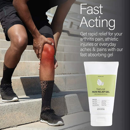 Kanjo Natural Pain Relief Gel | Fast Acting & Cooling Relief Gel w/Menthol & Arnica | Soothing Relief for Back & Neck, Joints & Muscles