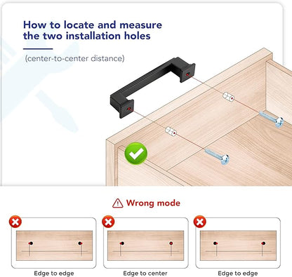 Ravinte Hardware 15 Pack Matte Black Cabinet Pulls, 10 Inch (256mm) Hole Center Zinc Alloy Drawer Handles for Kitchen Cabinets, Cupboards, Dressers, Square Solid Metal Hardware
